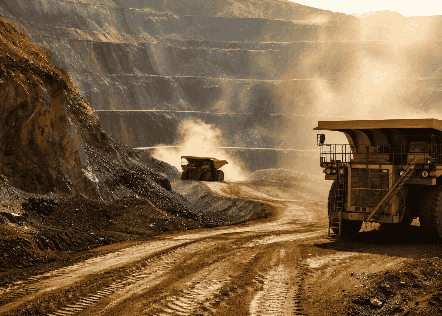 Mining truck on dusty road